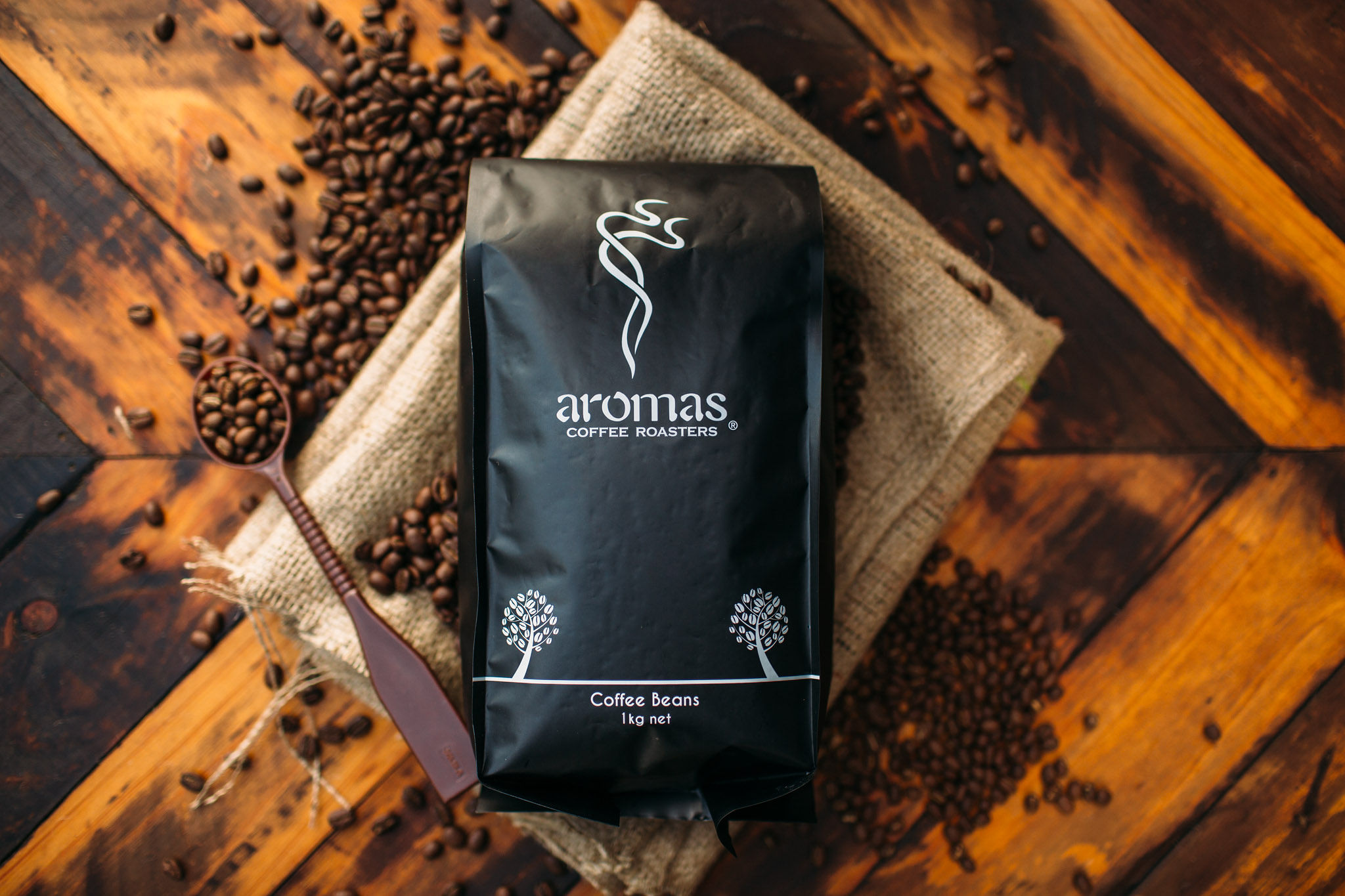 a bag of Aromas swiss water decaf